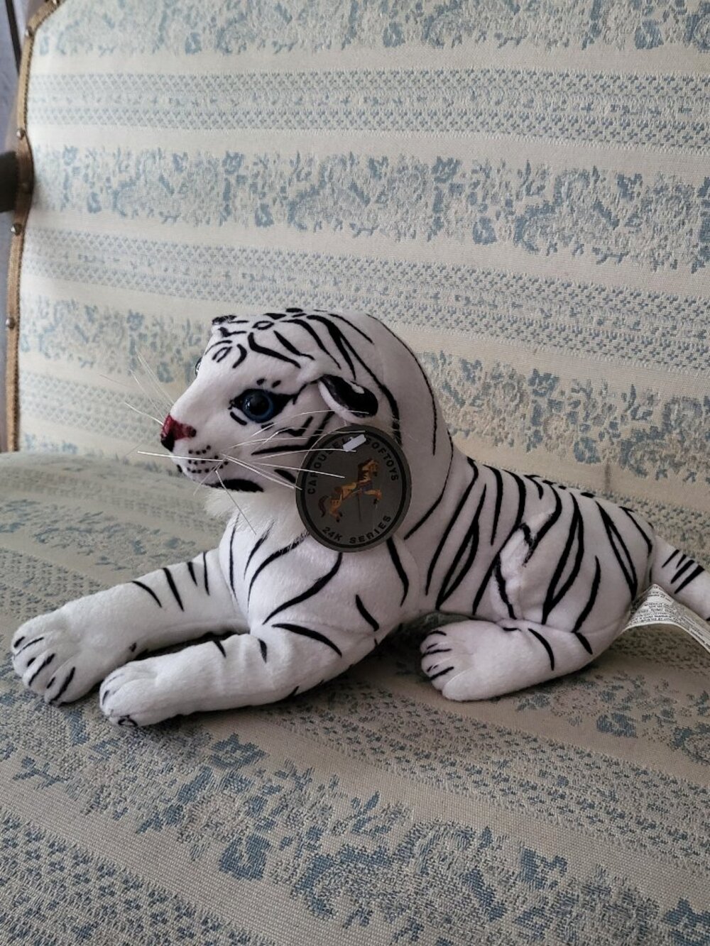 Vintage Carousel Softoys 24K Series White Tiger Plush 1986 Tag